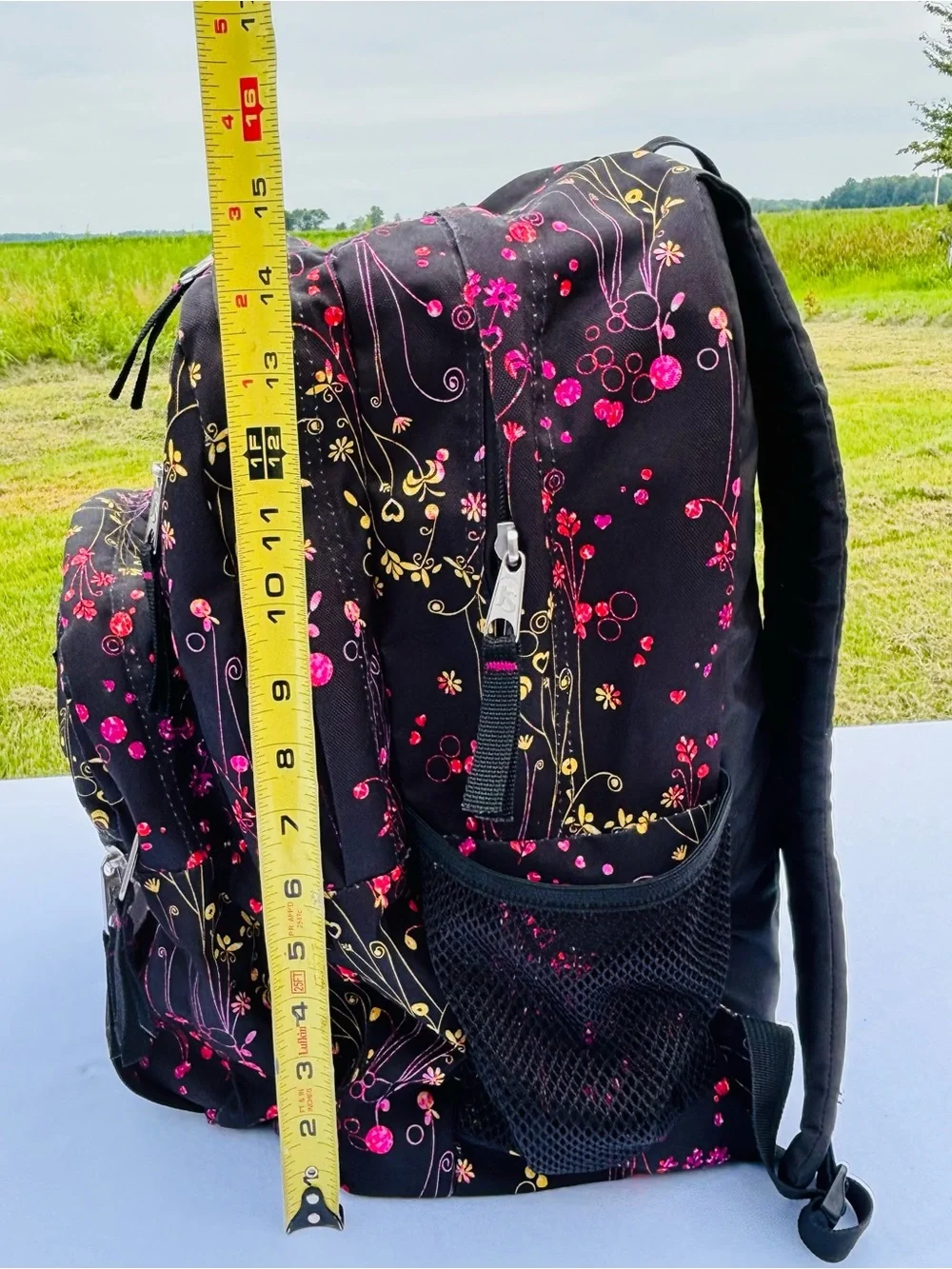 JanSport Big Student Backpack Black Y2K Colorful Floral Whimsical Indie School